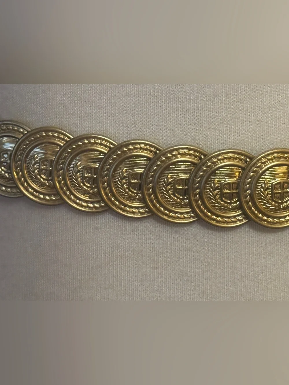 Vintage Gold Tone Coin Link Chain Belt Boho Medallion Disc Waist Belt Adjustable